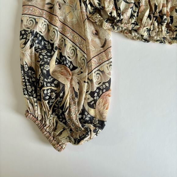 Spell & The Gypsy Pearl Oasis Off the Shoulder Cropped Floral Blouse Size Small - Picture 8 of 9